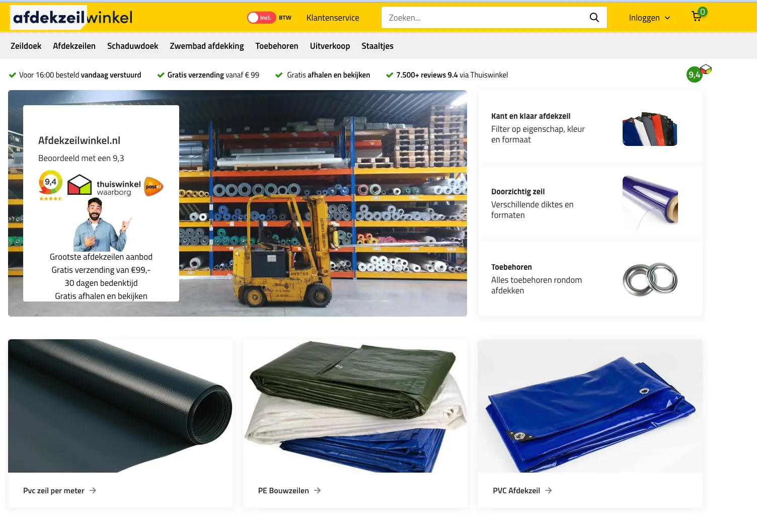Afdekzeilwinkel homepage