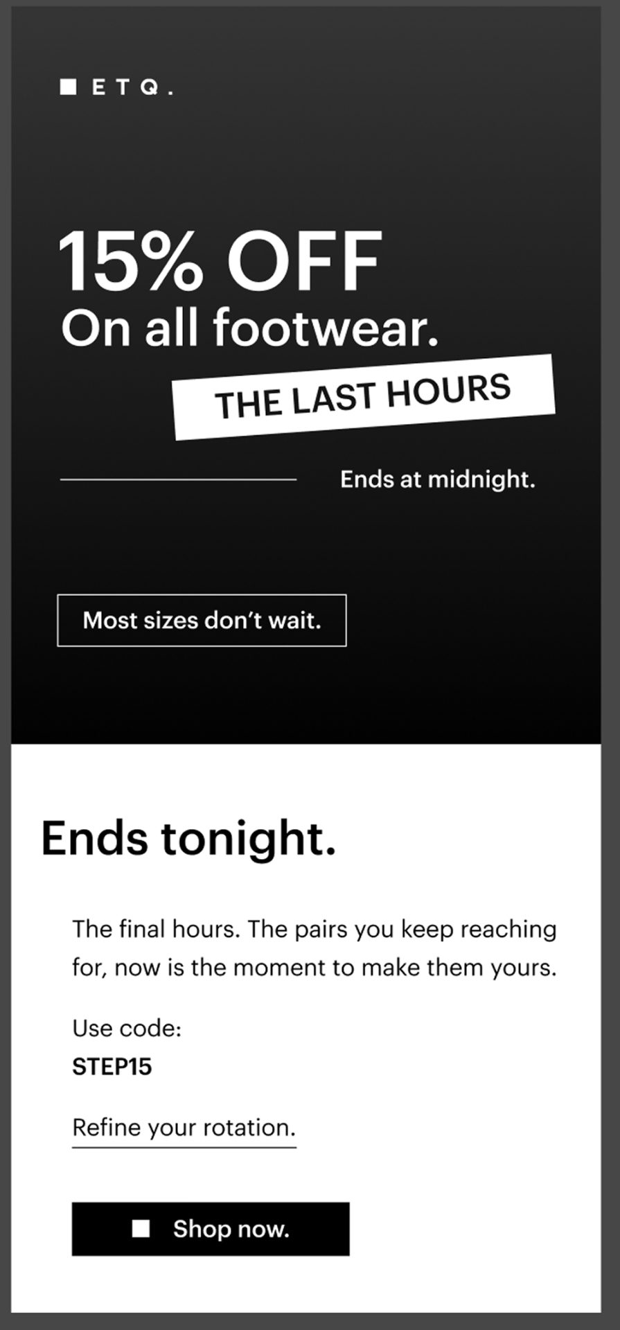 ETQ last hours mailing
