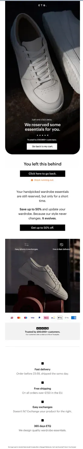 ETQ Abandoned Cart e-mail - geoptimaliseerd voor conversie