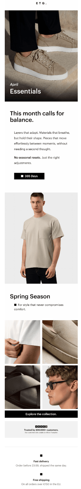 ETQ April Essentials - maandelijkse campagne e-mail