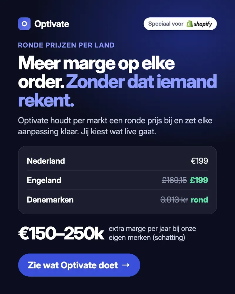 Optivate ad: Meer marge op elke order. Zonder dat iemand rekent.
