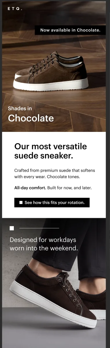 ETQ Chocolate launch email