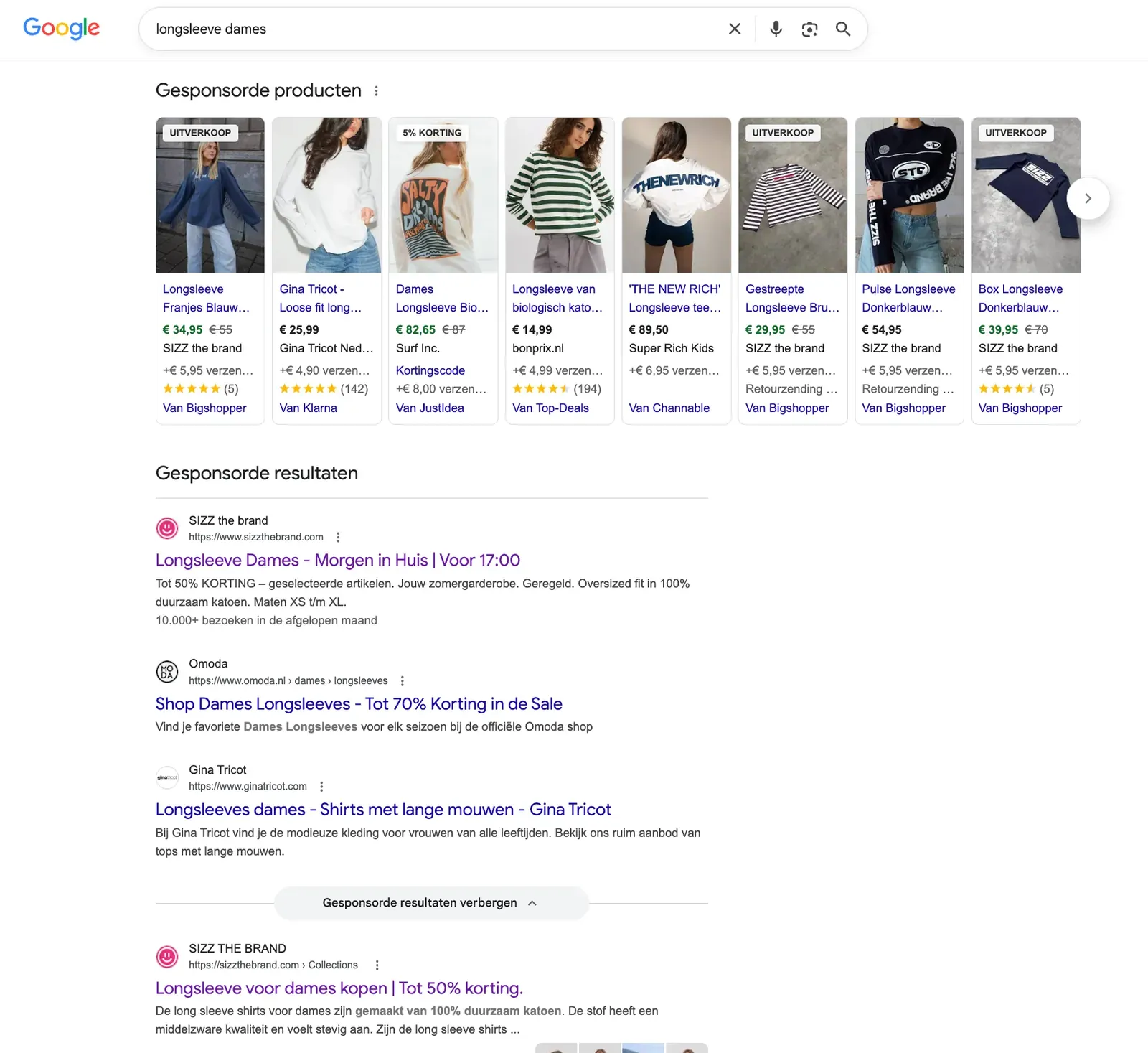 SIZZ SERP-dominantie in Google
