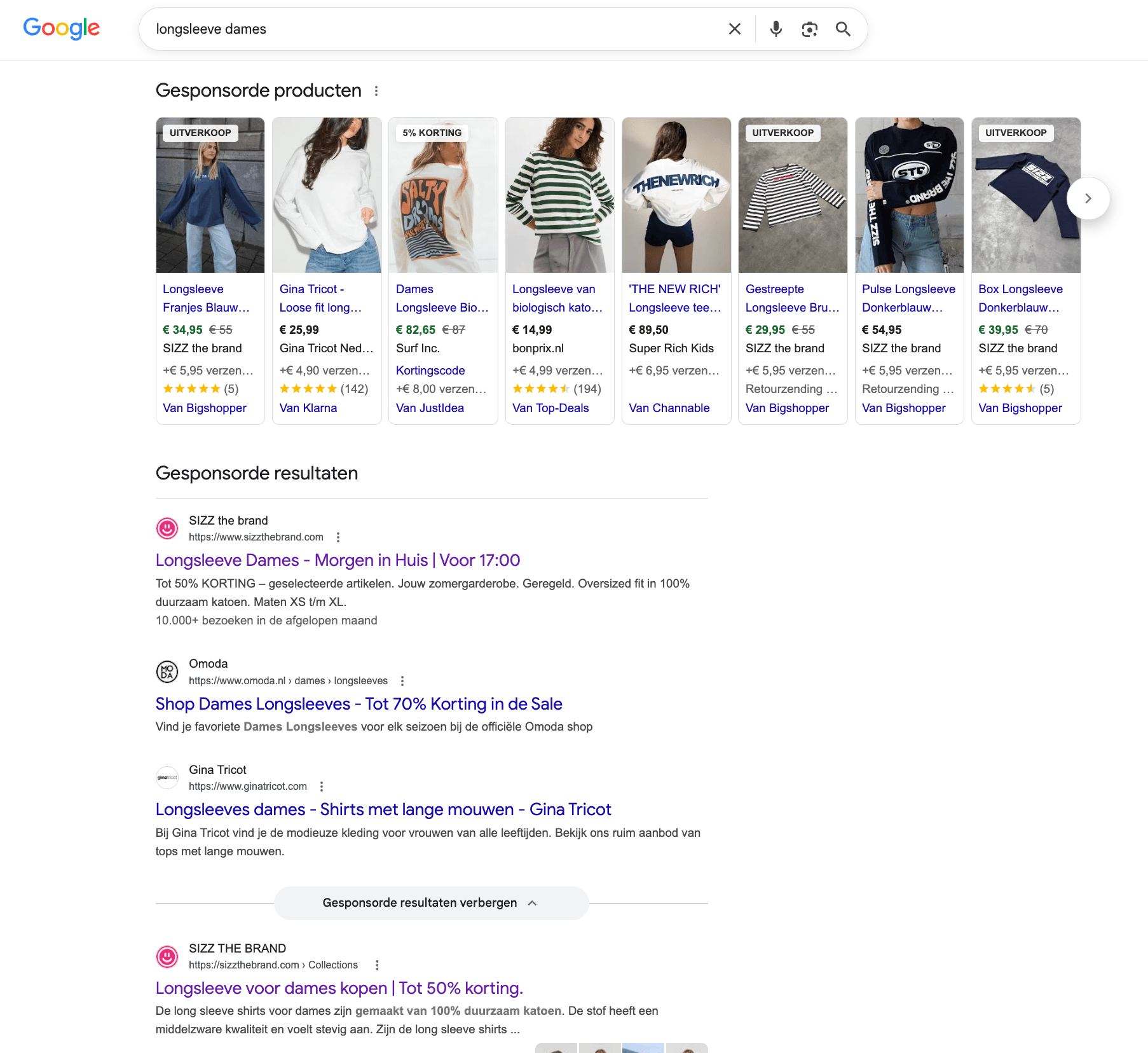 SIZZ SERP-dominantie in Google