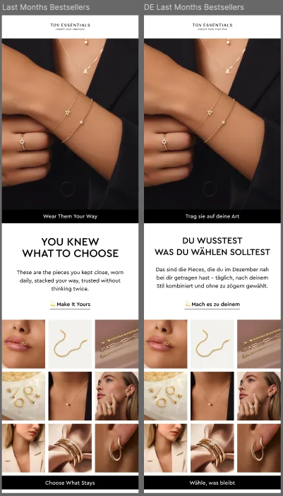 TOV Essentials bestsellers email