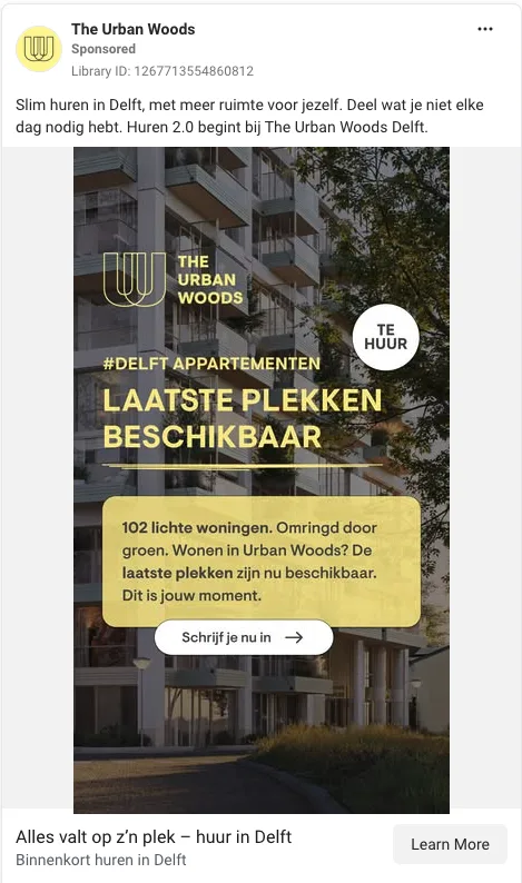 The Urban Woods Meta ad 1